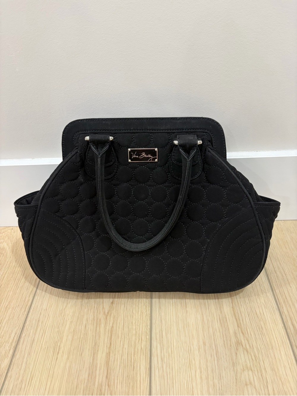 Vera Bradley Cottagecore Black Quilted Floral Paisley Lined Satchel Tote
